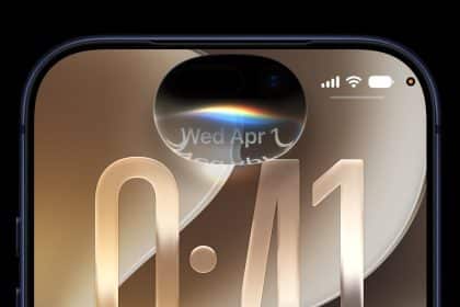 Close-up of an iPhone screen showing the iOS 27 lock screen and Dynamic Island interface.