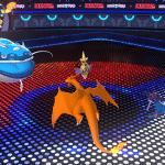 Pok&eacute;mon battle featuring Charizard and other Pok&eacute;mon in a competitive arena.