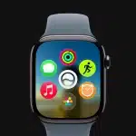 Apple Watch displaying watchOS 27 with colorful app icons on the home screen.