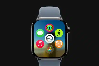 Apple Watch displaying watchOS 27 with colorful app icons on the home screen.