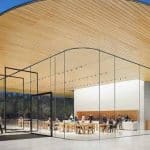 Apple Park Visitor Center with a glass-walled Apple Store.