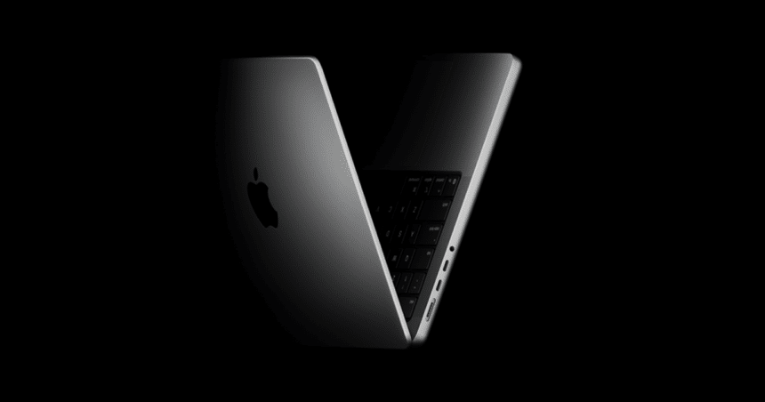 Space Black MacBook Pro partially open against a black background.