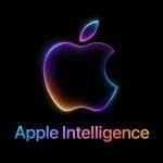 Apple Intelligence logo glowing on a black background.
