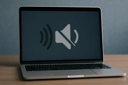 Mac computer with muted audio symbol highlighting sound issue after latest macOS update