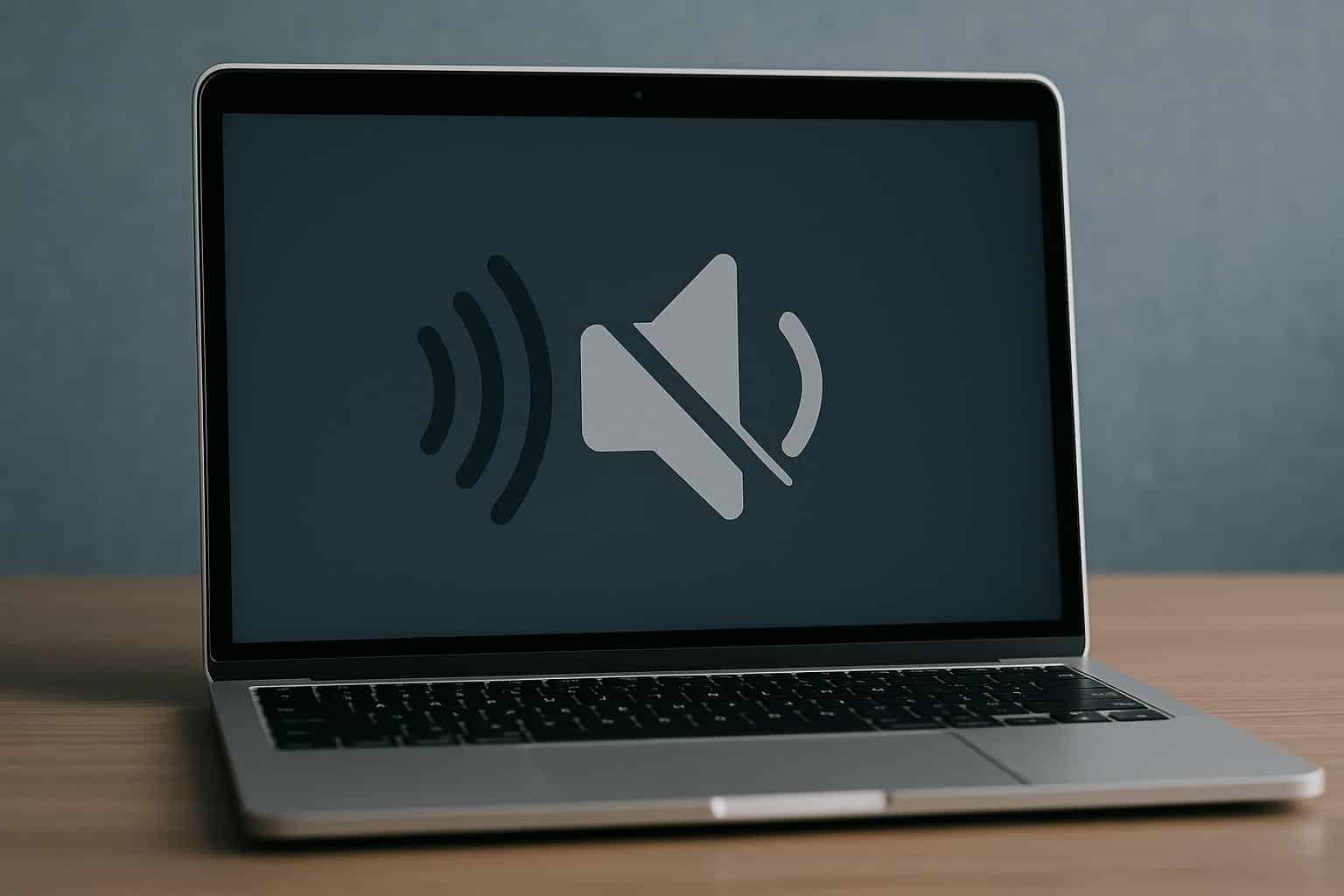 Mac computer with muted audio symbol highlighting sound issue after latest macOS update
