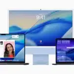 MacBook, iMac, and iPad displaying the latest Apple operating system interface.