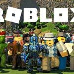 Roblox characters standing together beneath the Roblox logo.