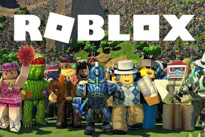 Roblox characters standing together beneath the Roblox logo.