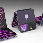 Concept render of Apple's foldable iPhone in multiple folding positions.