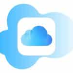 Apple iCloud logo with a blue cloud design.