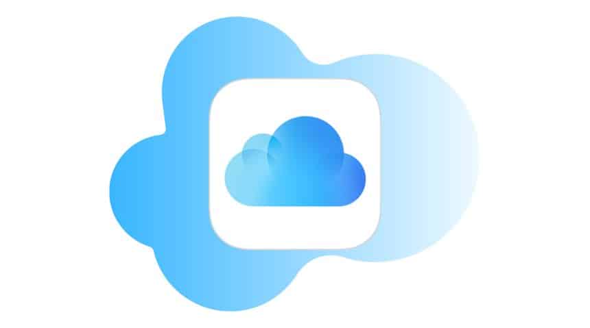 Apple iCloud logo with a blue cloud design.