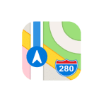 Apple Maps app icon with navigation arrow and highway.