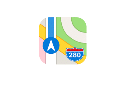Apple Maps app icon with navigation arrow and highway.