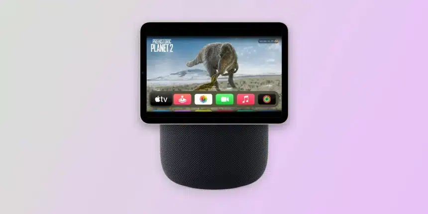 Apple smart home hub concept with display and speaker.