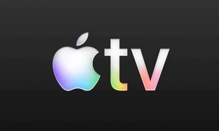 Apple TV logo on a dark background.