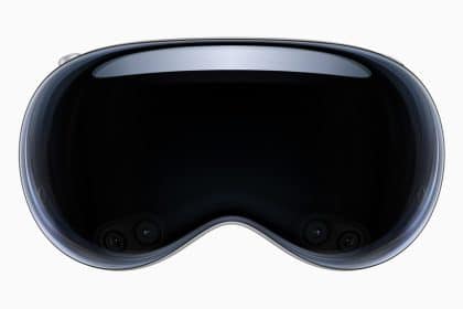 Apple Vision Pro headset viewed from the front.