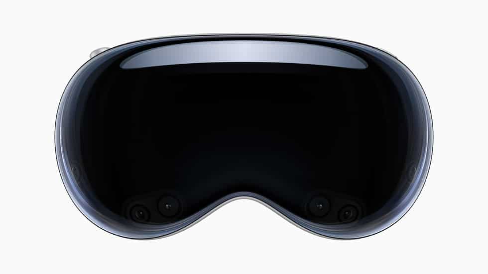 Apple Vision Pro headset viewed from the front.
