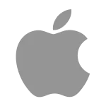 Gray Apple logo on a black background.