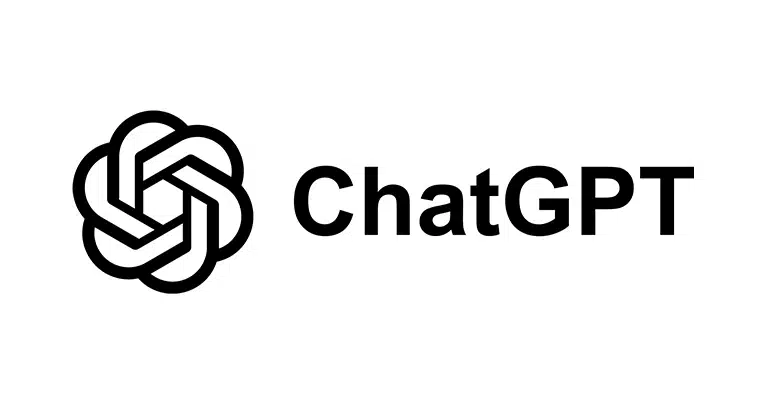 ChatGPT logo and text on a white background.
