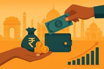 Family managing finances and providing cross-border support with Indian currency and digital tools