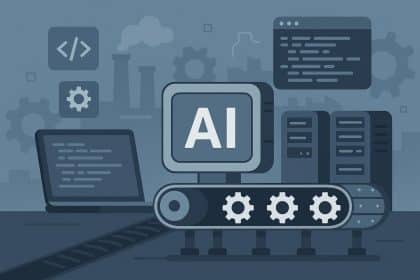 AI integration streamlining software development processes in a modern tech workspace