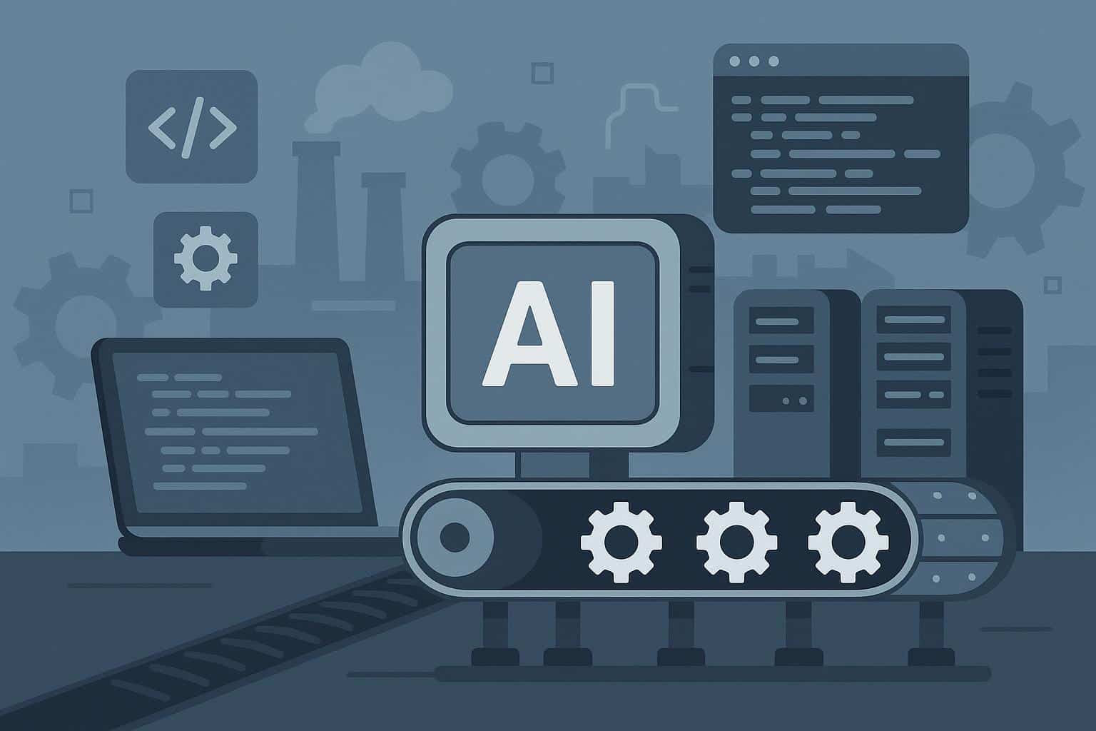 AI integration streamlining software development processes in a modern tech workspace