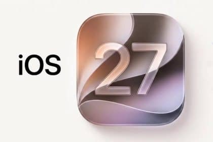 iOS 27 logo with a glossy Liquid Glass-style design.