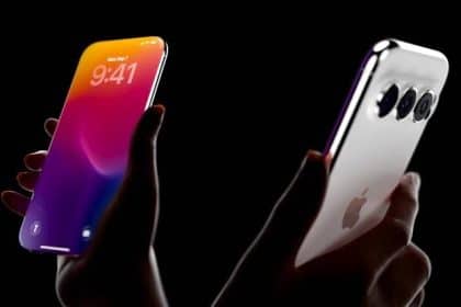 Concept image of a futuristic iPhone showing the front and rear design.