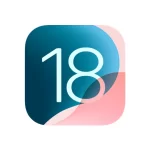 iOS 18 logo with a colourful abstract design.