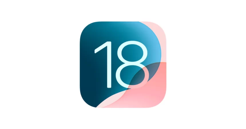 iOS 18 logo with a colourful abstract design.