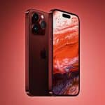 Red iPhone shown from the front and back.