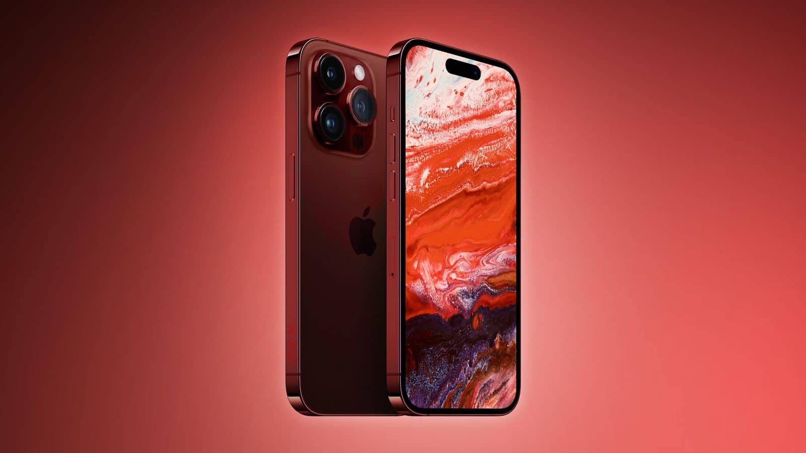 Red iPhone shown from the front and back.