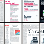 MacWeek magazine cover featuring early Apple workstation and PowerPoint news.