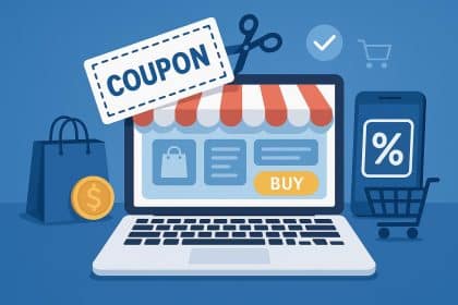 Digital coupon app interface showing online discounts and promo codes for e-commerce shopping