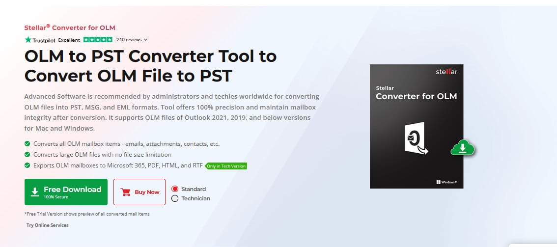 Image 1 of Stellar Converter for OLM Review: Converting Outlook for Mac Data Made Simple