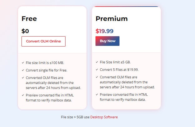 OLM to PST converter online pricing