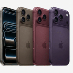 iPhone Pro models shown in four different colours.