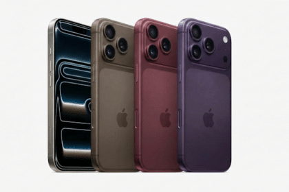 iPhone Pro models shown in four different colours.