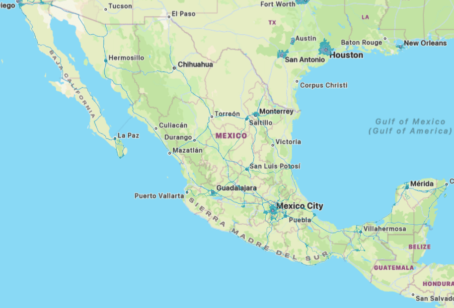 Map of Mexico and the Gulf of Mexico.