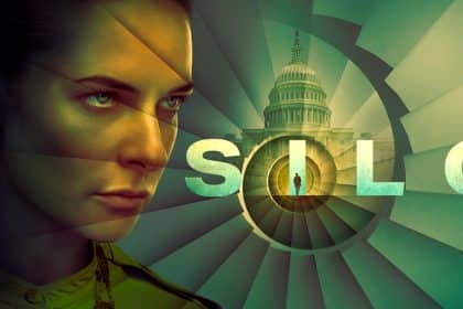 Silo series artwork with a woman and underground spiral design.