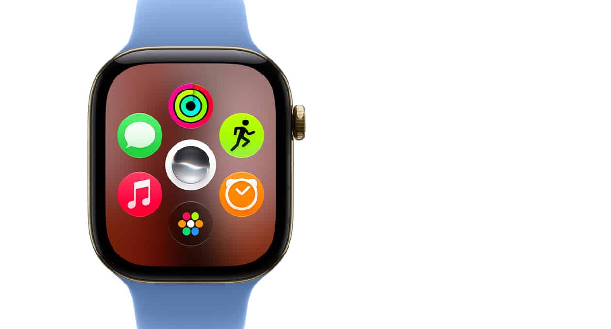 Apple Watch displaying watchOS 27 apps and Siri.