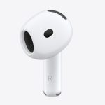 Close-up of a white AirPods 5 earbud.