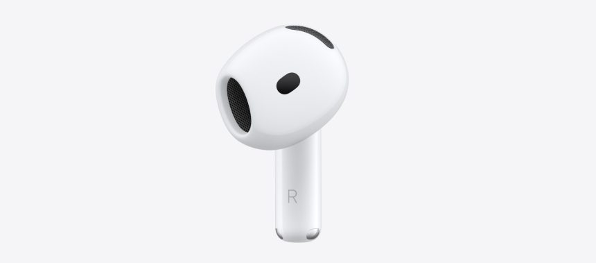 Close-up of a white AirPods 5 earbud.