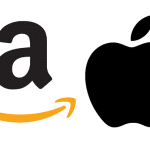 Amazon and Apple logos side by side.