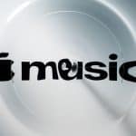 Apple Music logo distorted by circular liquid ripples.