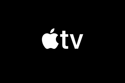 Apple TV logo on a black background.