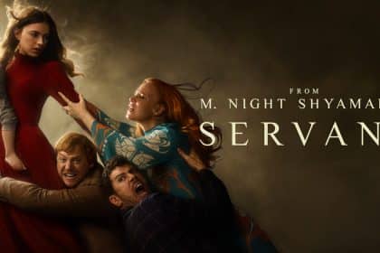 Promotional poster for Servant, featuring the main cast and a baby.