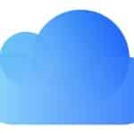 Blue iCloud logo on a white background.