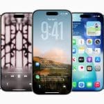 Five iPhones displaying different iOS 26 screens and features.