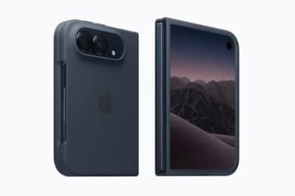 Dark blue iPhone Duo shown from the front and back.